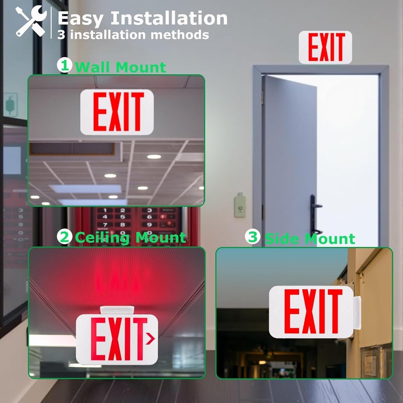 LIT-PaTH LED EXIT Sign, Emergency Exit Light with Back Up Batteries, Double Face - US Standard Red Letter Exit Lighting, UL 924 and CEC Qualified, 120-277 Voltage, 1-Pack - Image 4